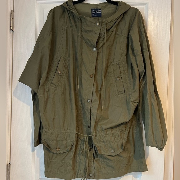 American‎ Eagle Outfitters Drawstring Hooded Utility Jacket Green Size Small - Picture 3 of 13